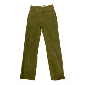 Madewell olive straight fit corduroy pants size 24